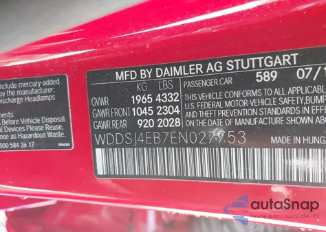 2014 Mercedes-Benz Cla 250 из США, поврежденный, VIN WDDSJ4EB7EN027753